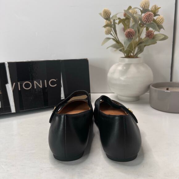 Vionic Alameda Leather Mary Jane Flats Shoes Black I8661L1001 Women's 5 Wide NWB - Picture 2 of 11